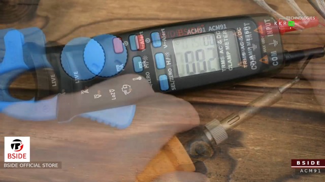 Image of BSIDE 1mA DC /AC Clamp Meter True RMS 6000 Counts Temperature Low Impedance Voltage Amp V-Alert Live Wire Check Tester with Back Clip