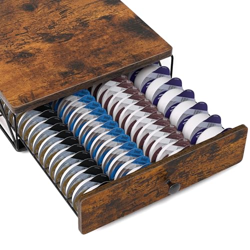 Support de dosettes de café pour 64 capsules Tassimo, rangement de dosettes de café avec dessus vintage pour machine Tassimo, antidérapant, anti-vibrations...