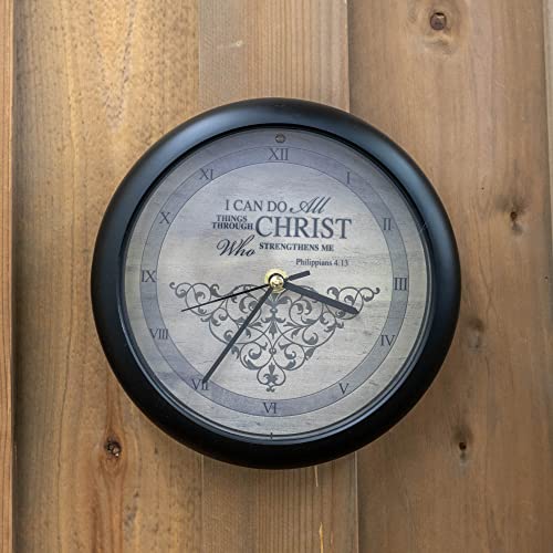 Mark Feldstein & Associates DK-IICD83H I Can Do All Things Inspirational Natural Brown 8 Inch Three Hymn Sound Clock thumb #5