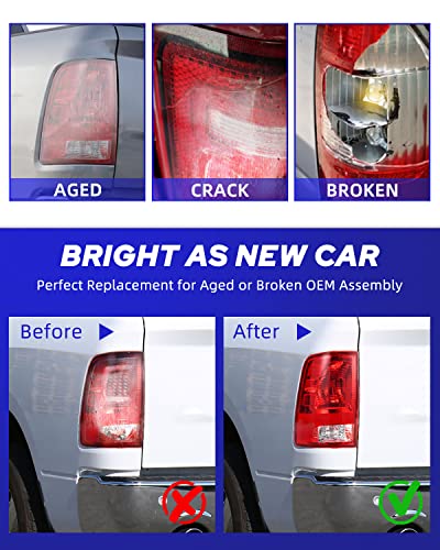 Autoone Tail Light Assembly For 2009-2018 Dodge Ram 1500, 2010-2018 Ram 1500 2500 3500, 2010 Dodge Ram 2500 3500, Bulbs Included, Driver & Passenger Side #TOP2