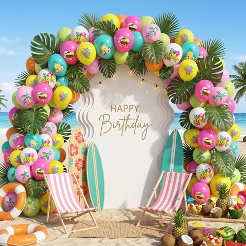 Image of Tropical Balloons, 50 Pcs Colorful for Summer Hawaiian Aloha Birthday Party