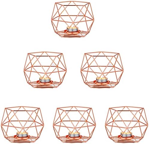 Nuptio Tea Light Candle Holders - Votive Candle Holder for Tealight & Pillar Candles Geometric Gold Candle Stand for Wedding Table Reception Decor Birthday Party Gifts Home Mantel Centrepieces, 2 Pcs