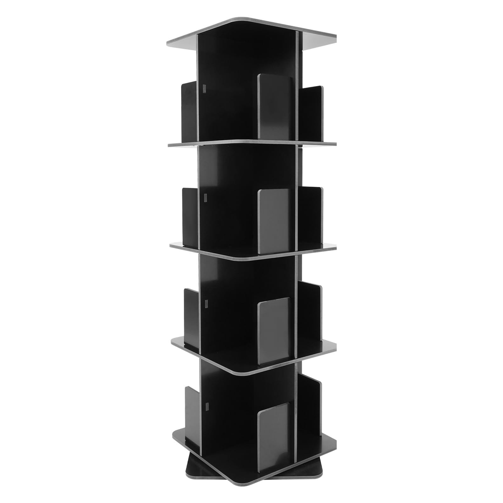 Estantería giratoria para libros de 4 niveles, estantería de pie de 360 grados para niños y adultos, estantería multifuncional de 40 × 40 × 128,3 cm (negro)
