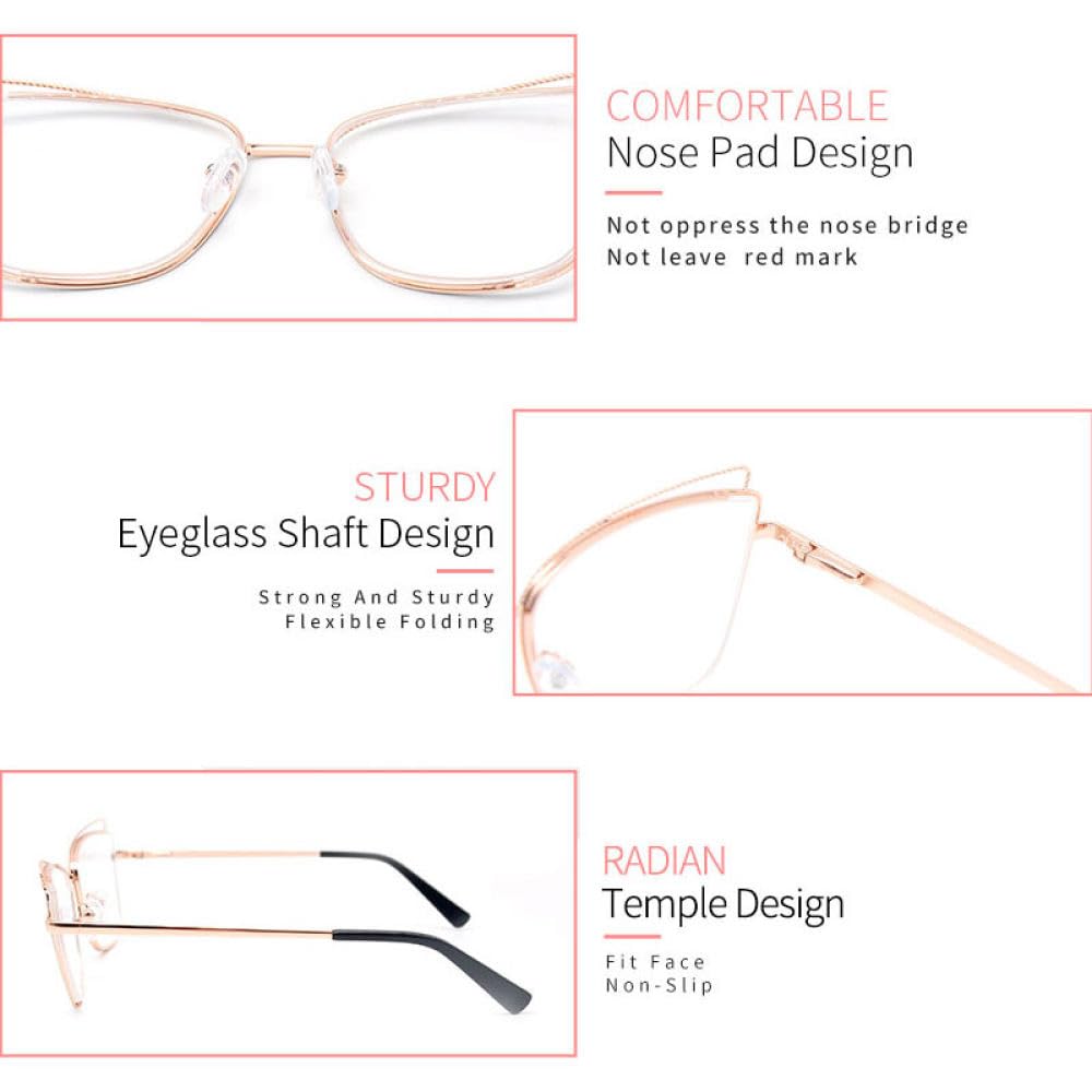 Montatura per occhiali Cat Eye in metallo per donna Occhiali con lenti trasparenti Occhiali Cat Eye