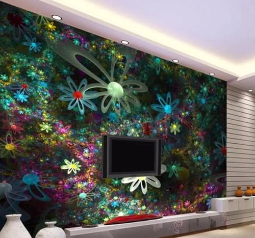 Papier peint 3D fleurs pour masquer un mur vide avec pose facile intissé - 3