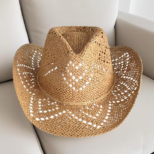 Sombrero vaquero de paja verano con protección solar miniatura 3