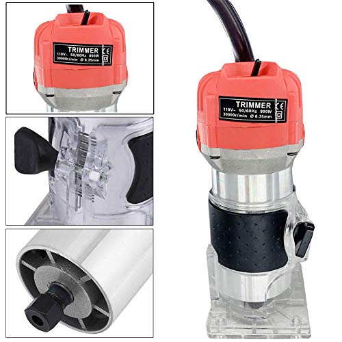 Cozyel 110V 800W Palm Router Electric Hand Trimmer Wood Router 1/4" Collets Woodworking Tool Laminate Trimmer