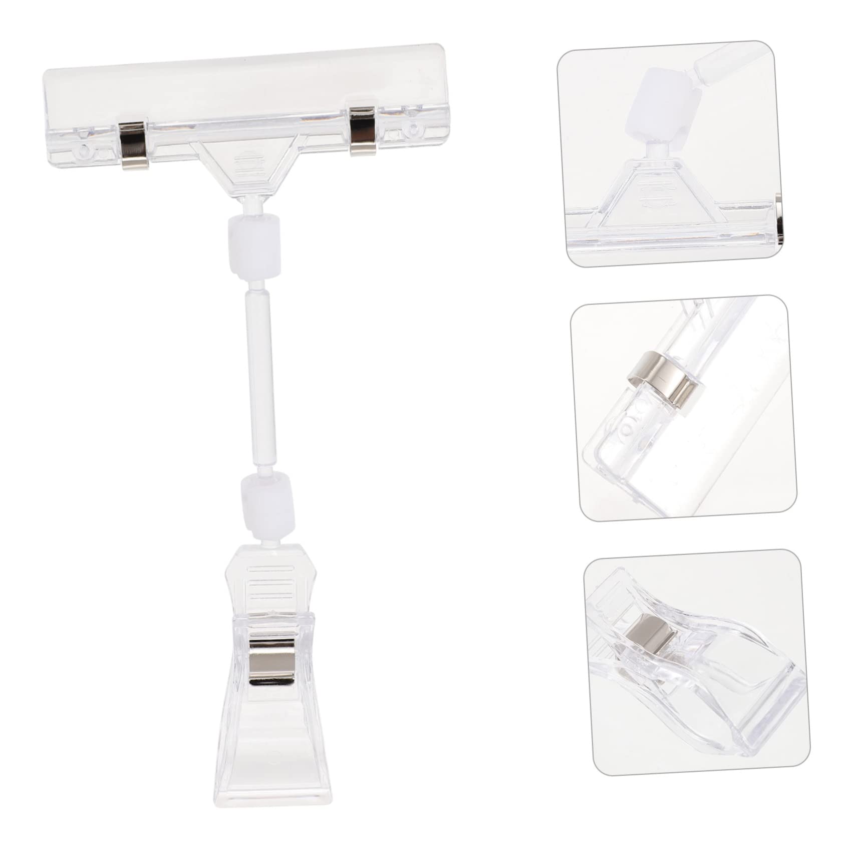 Homoyoyo 25pièces Pince Double Transparente Plastique pour Étiquette Affichage Rotative pour Panneau Pince Porte-étiquette Pivotante pour Affichage