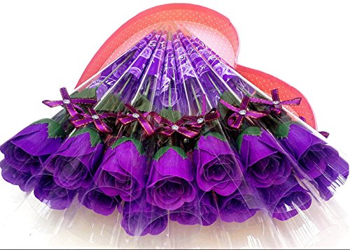 造花 薔薇 花束 パープル 石鹸花 20本セットイミテーションフラワー インテリア 粗品 お礼 お返し