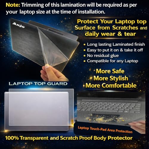 Image of Anjo 5 in 1 Combo Of 15.6 Inch & 16:9 Display Aspect Ratios Laptop Screen Protector, KeySkin, Body Lamination Trackpad & Lid (Transparent) & Pad