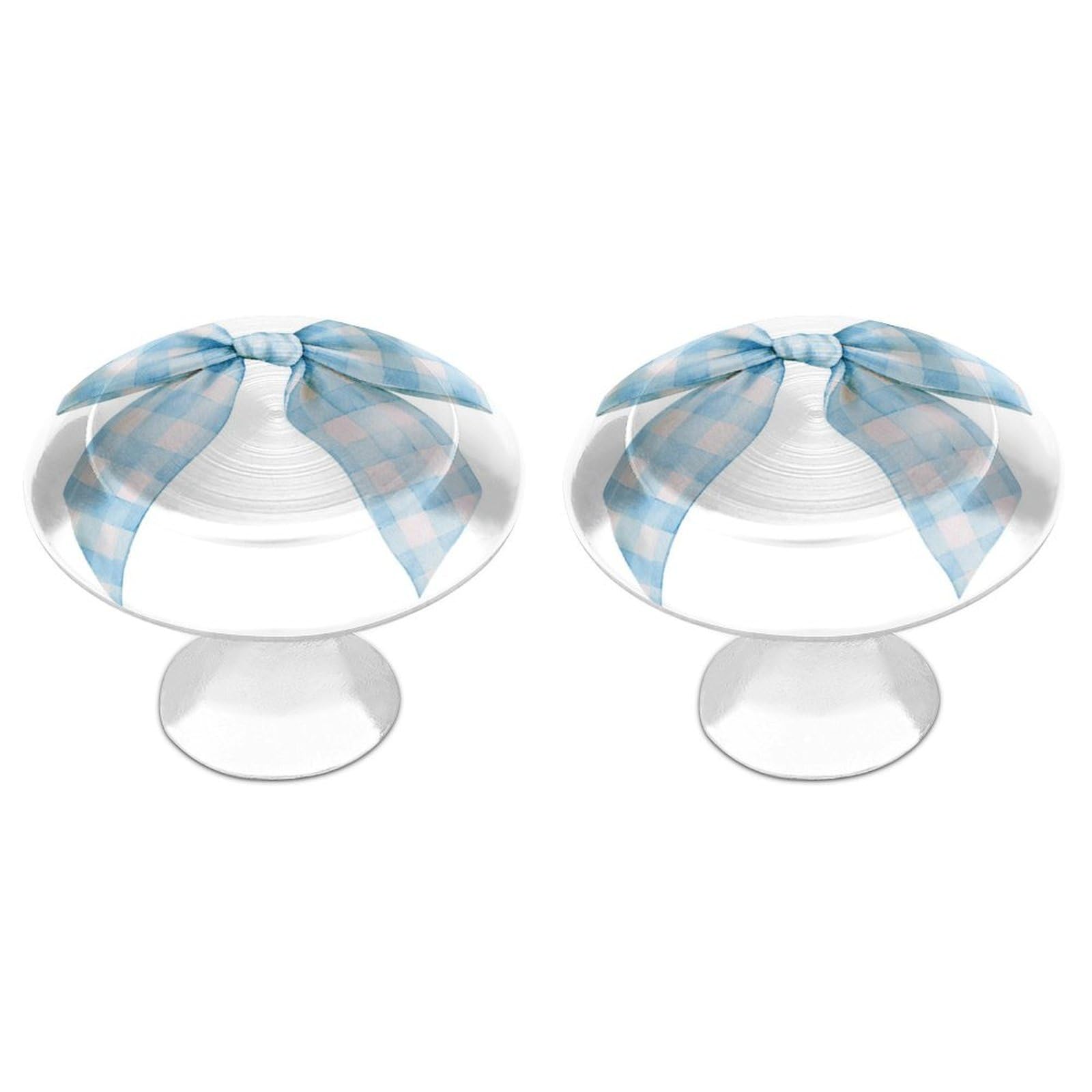Jubonexis Elegant Bow Pale Blue Ribbon Feminine Aesthetic Round Drawer Cabinet Knobs Handles with Screws,2 Pcs, Drawer Dresser Knob Pulls Decor for Wardrobe Cupboard Home Office Kitchen
