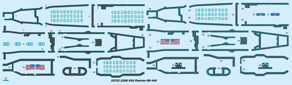 03723 1:200 USS Navy Fletcher DD-445 Destroyer Model Assembly Kit