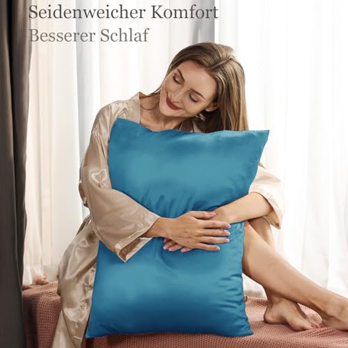 Adubor 100% Seidenkissenbezug 80x80cm für Haar und Haut mit Reißverschluss – Ansicht 2