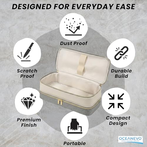Image of OCEANEVO 2 Layer Travel Pouch for Dyson Airwrap with Makeup Sponge | Hair Accessories Tools Organizer Storage Bag (Bag Only) | 34 x 15 x 16 Cm - Beige Grey - 1 Year Warranty