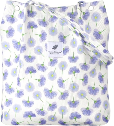 Image of Kawn Corduroy Tote Bag Aesthetic Cute Canvas Tote Bags for Women Washable Shoulder Bag with Inner Pocket for Go-to Everyday Bag for Work Beach Travel and Shopping Grocery