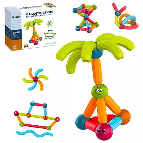 Image of Kidology Magnetic Sticks and Balls Building Set - Montessori Magnetic Building Blocks for Kids, 3D Magnet Construction Toy, Creative Educational STEM Learning Toy for Boys & Girls (38 Pcs, Multicolor)