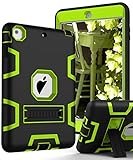 iPad Mini 3 Case,iPad Mini 2 Case,iPad Mini Case,TIANLI(TM) ArmorBox [Three Layer] Convertible [Heavy Duty] Rugged Hybrid Protective With KickStand Case For iPad Mini 3/2 With Stylus,Black/Yellow