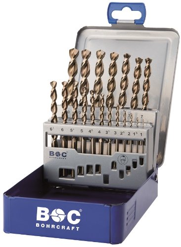 Bohrcraft Jg. brocas DIN 338 izquierda HSS-G, caja métalica // 1,0-13,0x0,5 mm //25-uds.