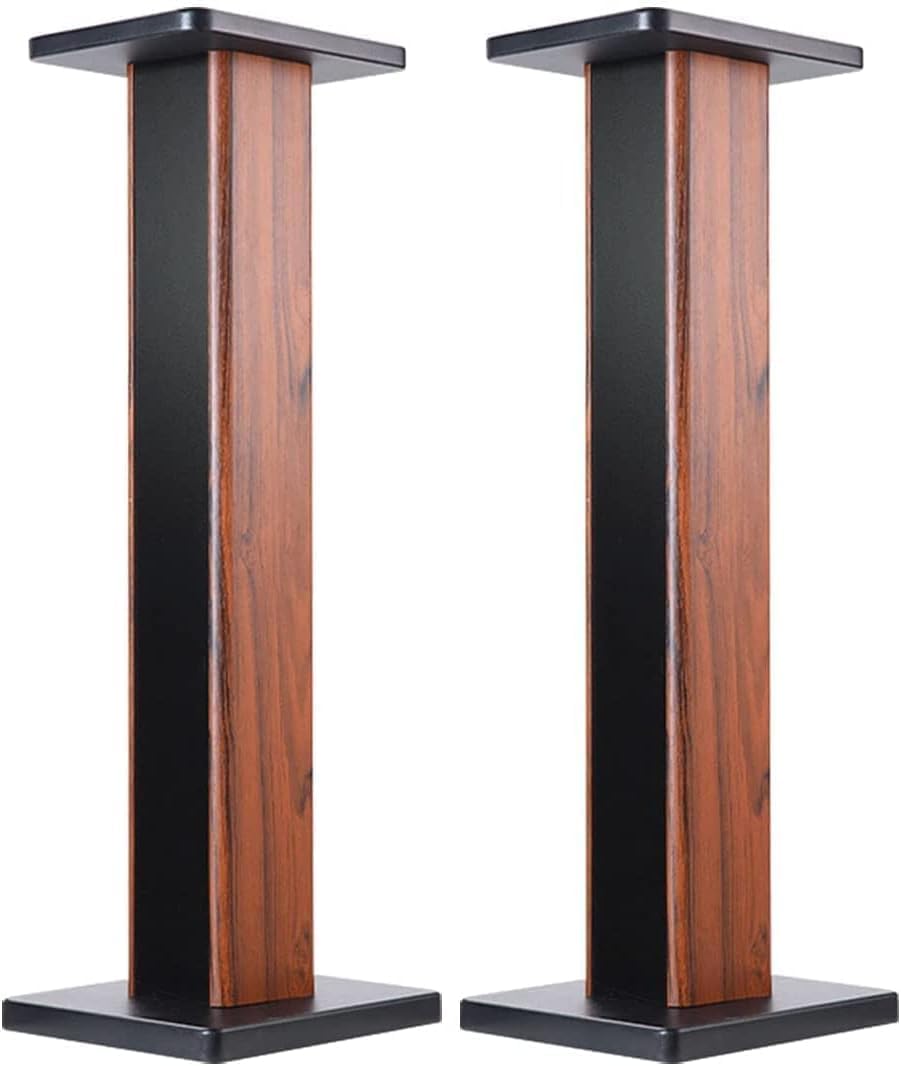 Supporti universali per altoparlanti da 90 cm, con venature del legno, coppia di supporti da pavimento per monitor da studio, per home theater, con funzione di sintonizzazione con riempimento