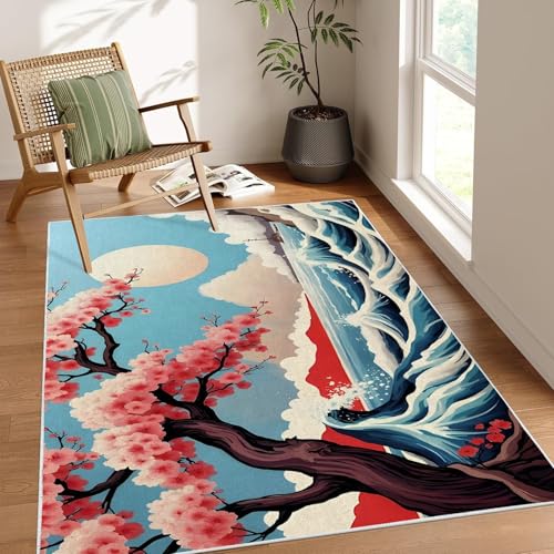 Moquette douce Mont Fuji 180x240 cm tapis à poils courts paysage
