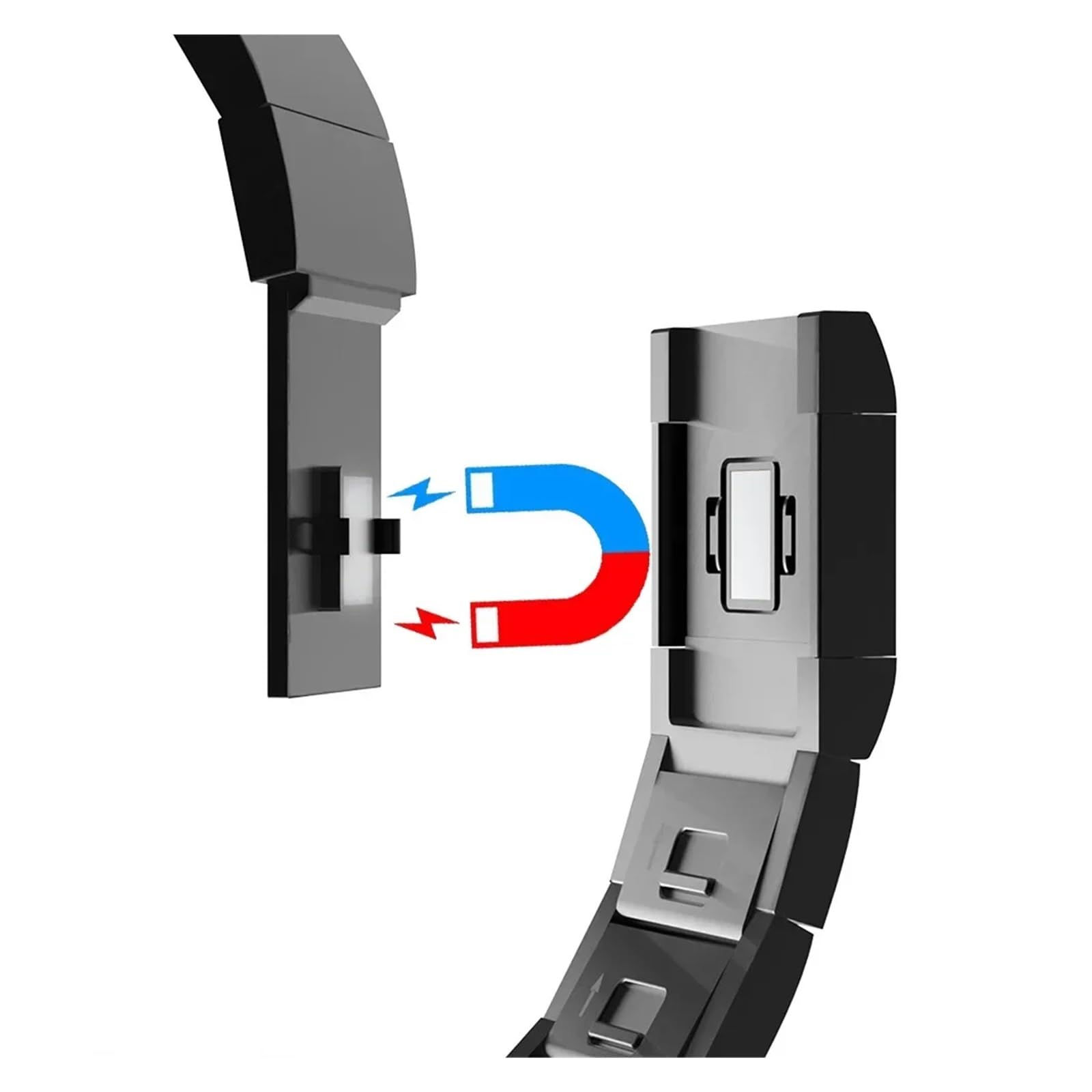 Bracelet magnétique sans espaces, Compatible avec Galaxy Watch 6/5/4 44mm 40mm 5 Pro 45mm 6 Classic 47mm 43mm, Bracelet à extrémité incurvée en métal(Titanium 2,M)
