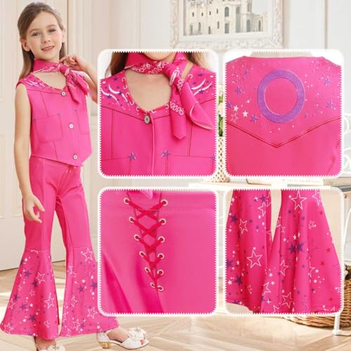 Disfraz de vaquera para niñas color rosa neón miniatura 5