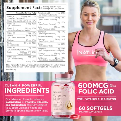 Built By Nature BBNWOMENSMULTIVITAMINS Vitamins For Women – Women'S Complete Daily Multivitamin Supplement With A, B, C, D, E, Iron, Calcium, Magnesium And Multi Minerals – Wellness & Immune Health Support thumb #1