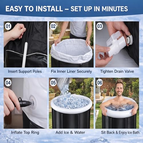 Image of Portable Ice Bathtub for Athletes, Adults Foldable Collapsible SPA Tub for Travel, Thickened Insulated Freestanding Bucket with Drain for Bathroom Deep Soaking Cold Therapy(80 * 80 * 76cm)