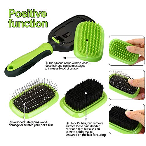 Ownpets 5 in 1 Pet Brush Set, Pet Grooming Shedding Massage Combs for