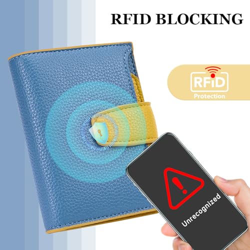 Image of Airkit Small Wallet Women RFID Blocking Soft Leather Bifold Compact Card Holder Wallet for Women with Zipper Coin Pocket 4 ID Window