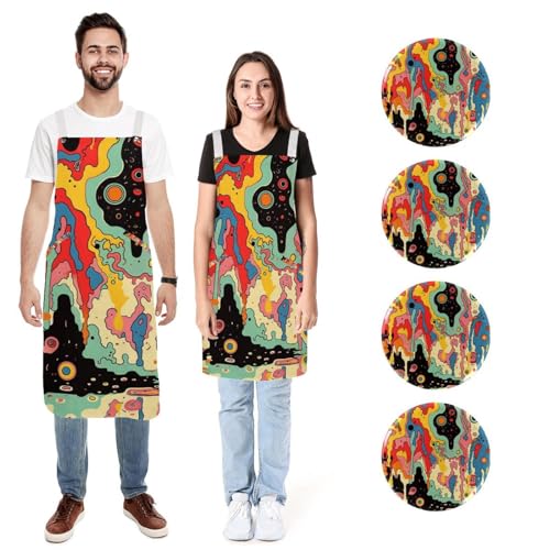 Tablier de chef doux aquarelle abstraite réglable homme femme