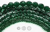 6mm (68 Beads) Medium Emerald, Czech Fire Polished Round Faceted Glass Beads, 16 inch Strand