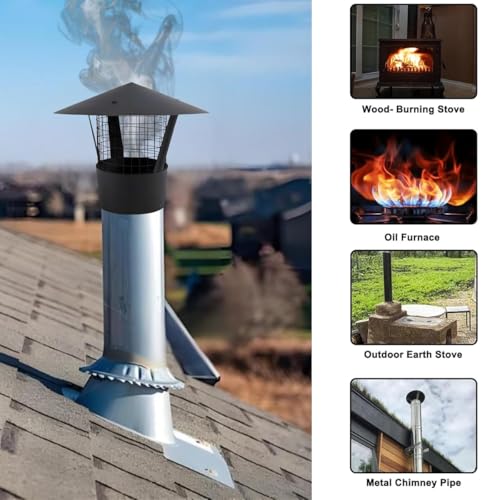 Tapa de lluvia para chimenea de acero inoxidable 304 redonda de 135 mm para tejados 7