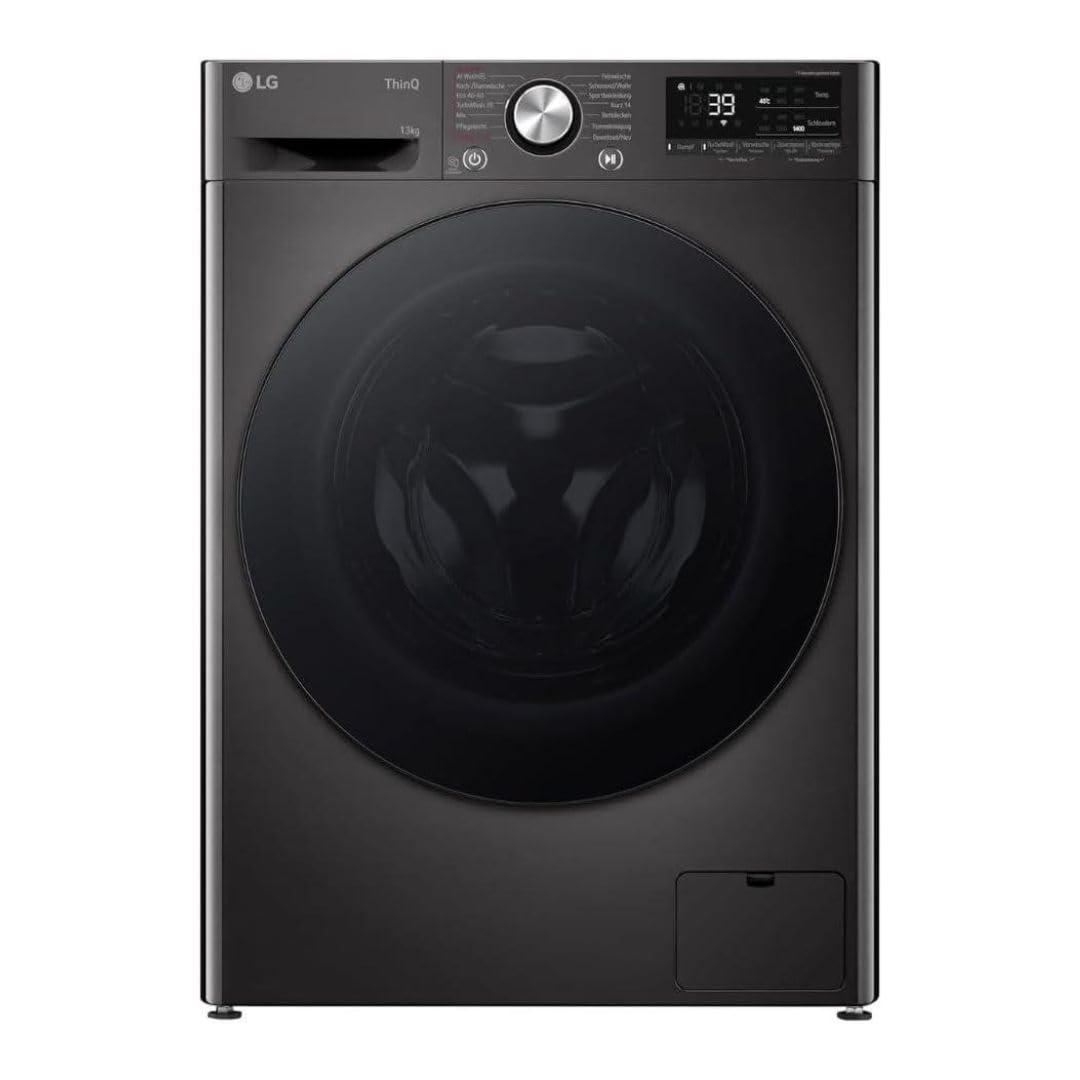 LG F2V7SLIM9B Machine à laver compacte SLIM (9 kg, classe énergétique A-10%, 1200 tr/min) avec AI Wash avec AI DD (TurboWash 360°, Allergy Care, AquaLock), noir