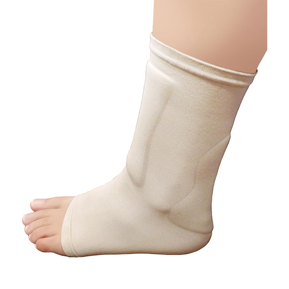 AT Surgical Shin and Achilles Gel Padding Protection Compression Sleeve for Women and Men Beige (Small)