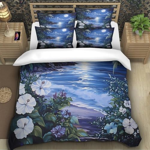 Parure de lit tropical plage 3 pieces avec housse de couette