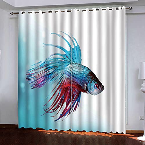 Tenture isolation lumiere de haute qualite motif poisson rouge chic