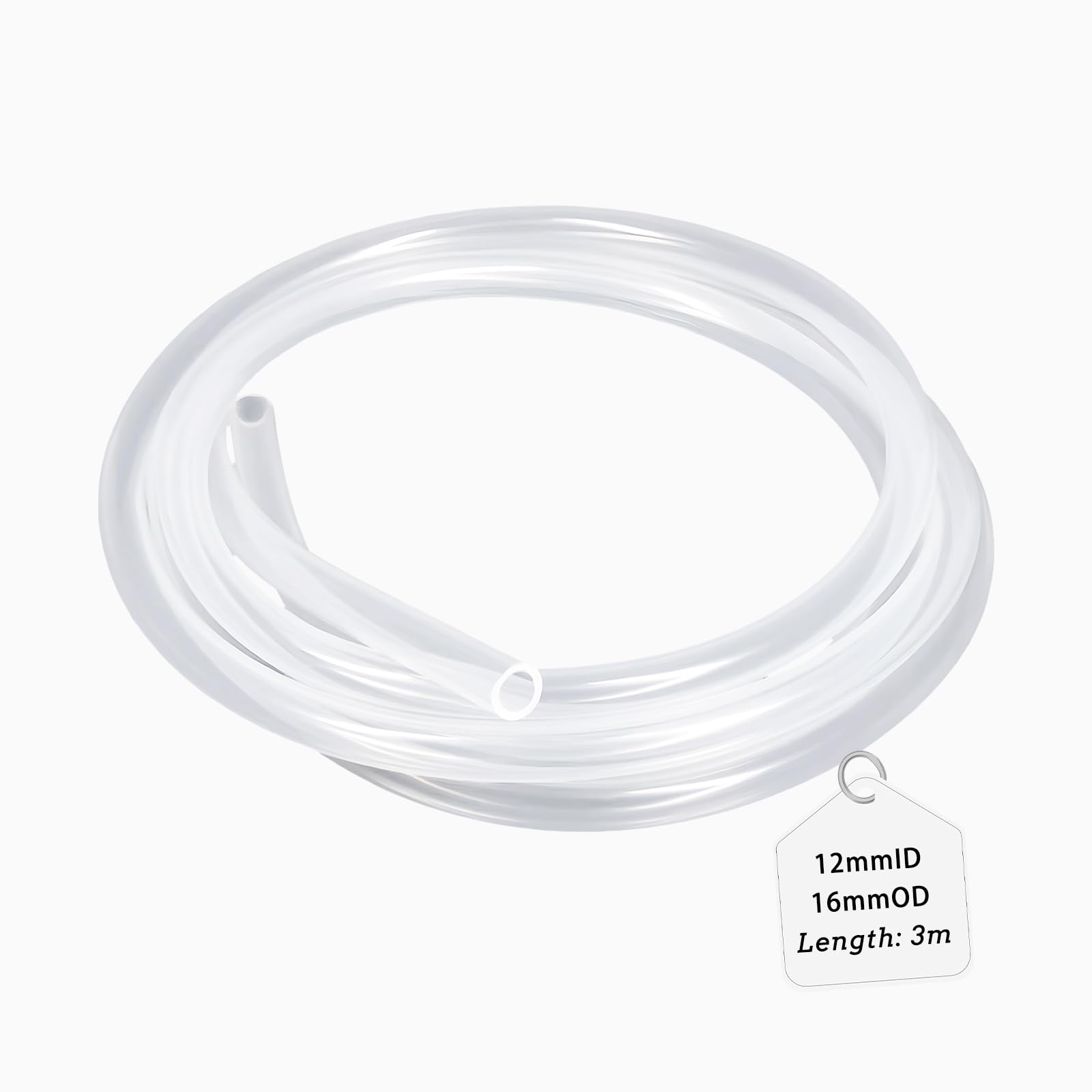 LALAGO Elastyczna silikonowa przezroczysta gumowa rura spożywcza dla domu, wody pitnej, przemysłu - 12mm ID x OD 16mm, grubość 2mm, 3 metry
