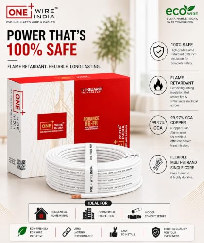 Image of 0.75 SQMM | White | 90 meter | PVC Insulated Industrial Multistrand CCA Copper Wire | High Purity Copper | Triple Layer Protection | FR Rated | Heavy Duty Electrical Cable | 10 Guage
