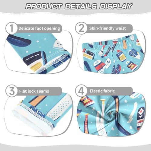Wusikd Hockey Girls' Leggings Toddler Doodles Blue Kids Yoga Pants Dance Active Tights 4T3