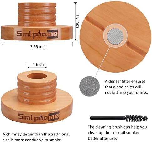Smlpuame Cocktail Smoker Kit with Torch, Old Fashioned Bourbon Smoker Kit with Four Kinds of Wood Chips, Gift for Father, Husband, and Cocktail Lovers (No Butane)