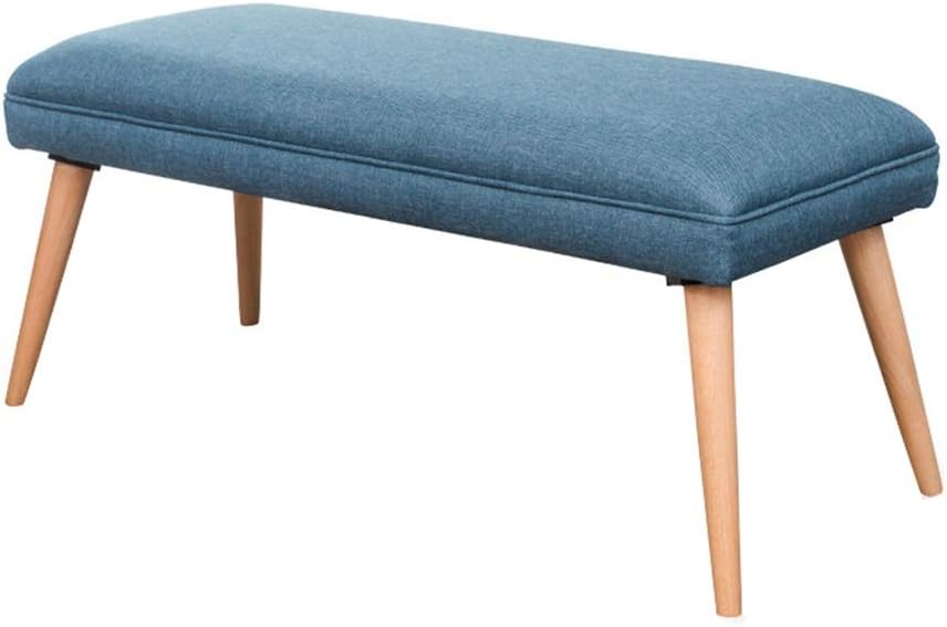 Foot Rest Stool/Seat Solid Wood Footstool Foyer Change Shoe Bench Multifunction Sofa Ottoman Bed End Stool 4 Wooden Legs (Color : Blue)