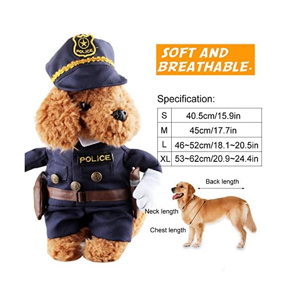 Policeman costume outfits with hat pet dog cat halloween costumes the police for party christmas special events costume uniform with hat funny pet (s) - image 6