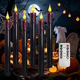 Black bleeding taper candles with remote, 10in Flameless LED for Halloween