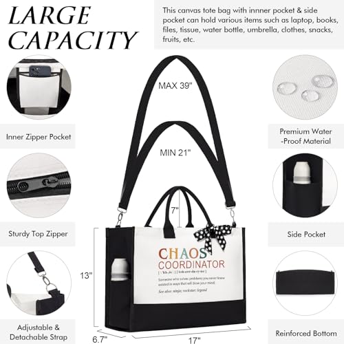 Image of Thank You Gifts for Women, Administrative Professional Day Gifts, Chaos Coordinator Gift for Coworker Boss Lady Manager Nurse Employee Teacher Appreciation Gift Birthday - Canvas Tote Bag Makeup Bag