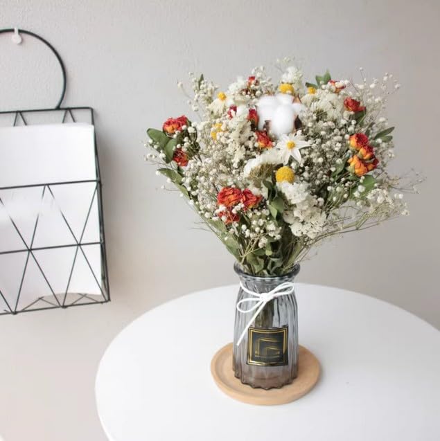 Vaso Di Fiori Secchi Naturali Gypsophila Palla Dorata Bouquet Da Mano