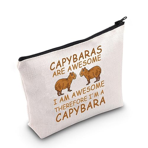 PLITI Capybara Gifts for Capybara Lovers Makeup Bag Capybaras are Awesome Therefore I'm a Capybara Funny Rodent Animal Gift (Awesome Capybara bagU)