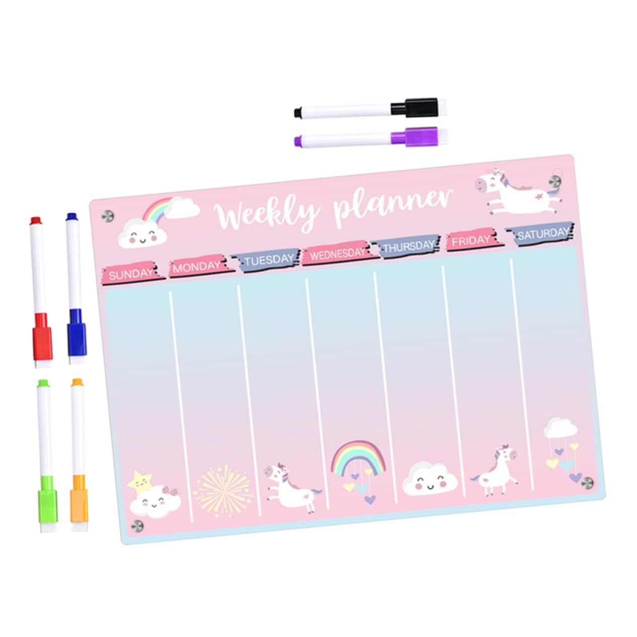 NUOBESTY 1set Lavagna Cancellabile Per Frigorifero Acrilico Planner Settimanale Superficie Riutilizzabile e Facile Include Per Menu e Attività