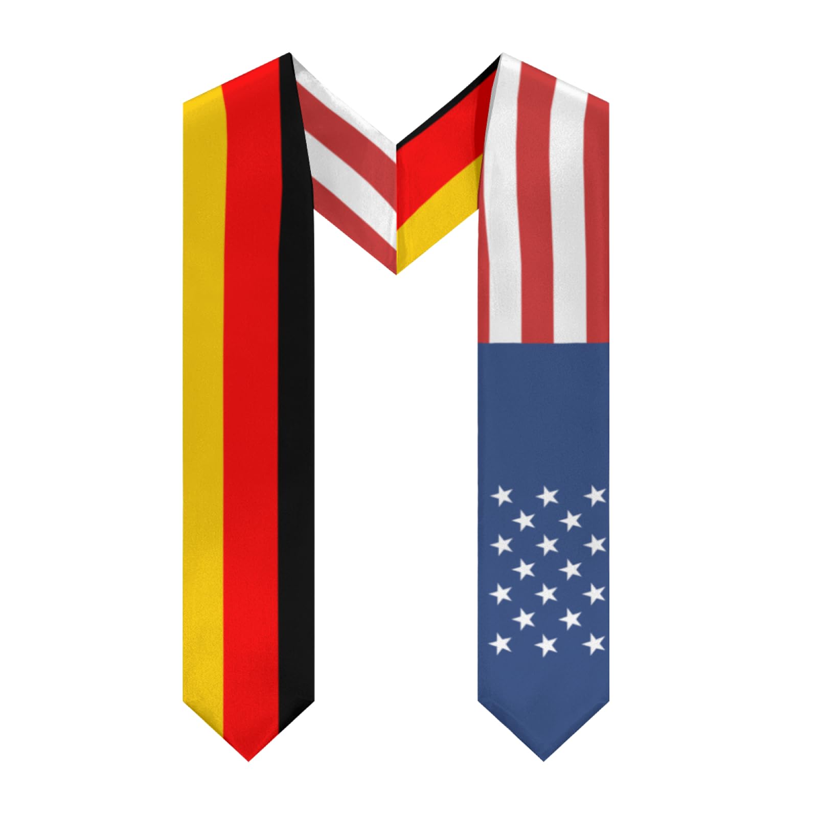 America Germany German Flag Graduation Stole Sash Shawl for Men Women Thickened V-Neck Scarf for International Students Teachers Study Aboard Graduate Gift 72 inches Unisex