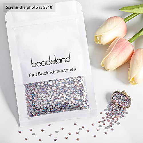 Image of Beadsland 2880pcs Flat Back Crystal Rhinestones Round Gems for Nail Art and Craft Glue Fix,Light Pink AB,SS10,2.7-2.9mm